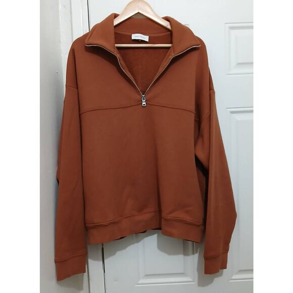 Ninety percent womens xl oversized 100% organic cotton sweatshirt rust brown - Picture 1 of 10